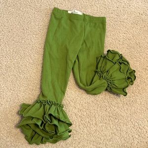 Marie Nicole Clothing 2T olive green ruffle leggings
